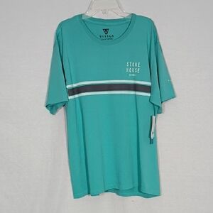 NWT VISSLA Stoke House Sfm Sea Foam Hawaii Stripe Tee Mens Size Large Summer